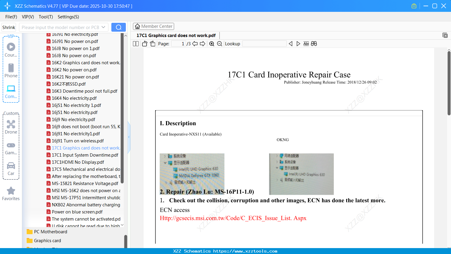 Laptop MSI 17C1 Graphics Card Does Not Work